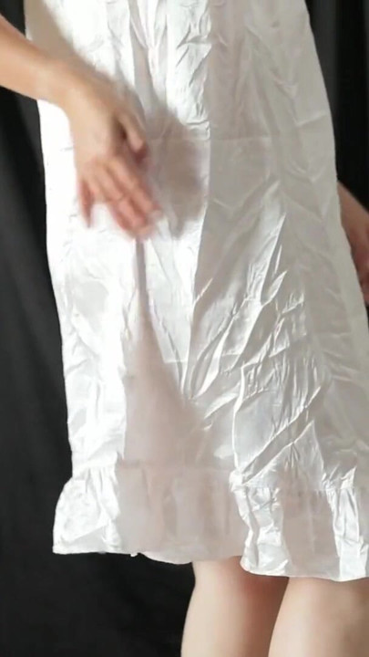 Trying out the latest transparent satin dress from Indonesian porn | Clip 1