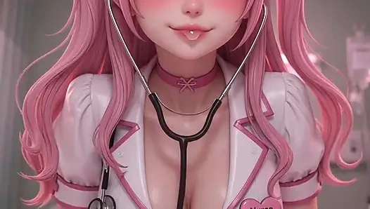 Perawat hentai yang membantu melakukan segalanya untuk menyembuhkan, masturbasi, dan menidurimu
