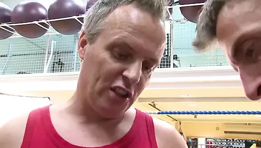 Blonde MILF Gets All Her Holes Fucked Hard by a Group of Wild Men During Boxing