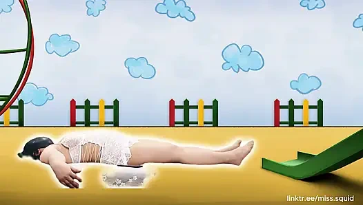 Мисс Кальмар занимается упражнениями в белом нижнем белье