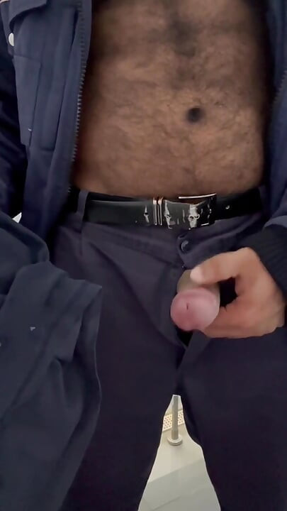 Security Guard Ejaculated on His Work Uniform in a Public Restroom.