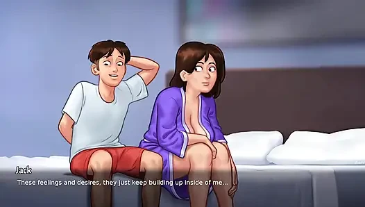 Stepson sniffs panty of her stepmom Debbie and caught later by her (Summertime Saga)