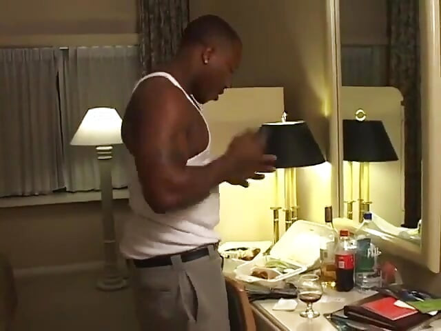 Man shoves his extra thick dick in sluts ass and tight pussy on the bed.