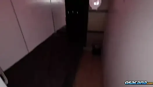 Busty hottie visits swinger house to suck several strangers' dicks