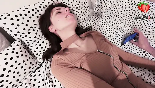 Two Orgasms for This Sweet Brunette - Wet Pussy Licking and Abundant Ejaculation