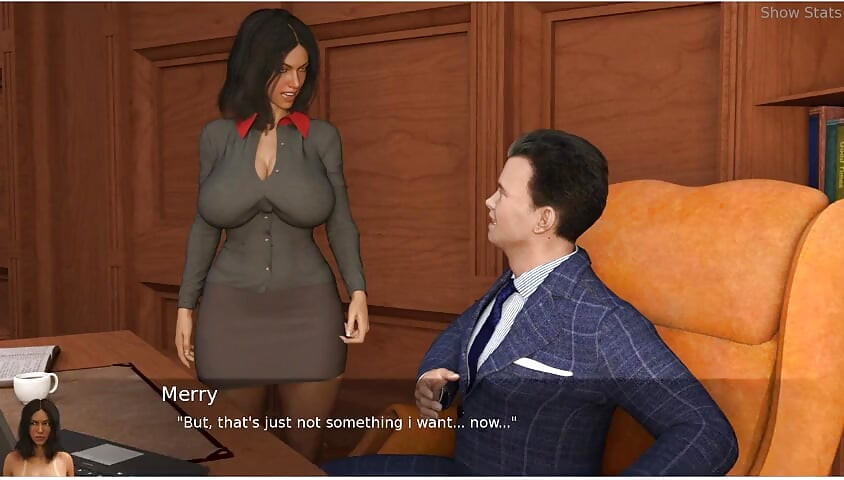Project Hotwife - gameplay - rollenspel - kantoorvrouw toont haar troeven