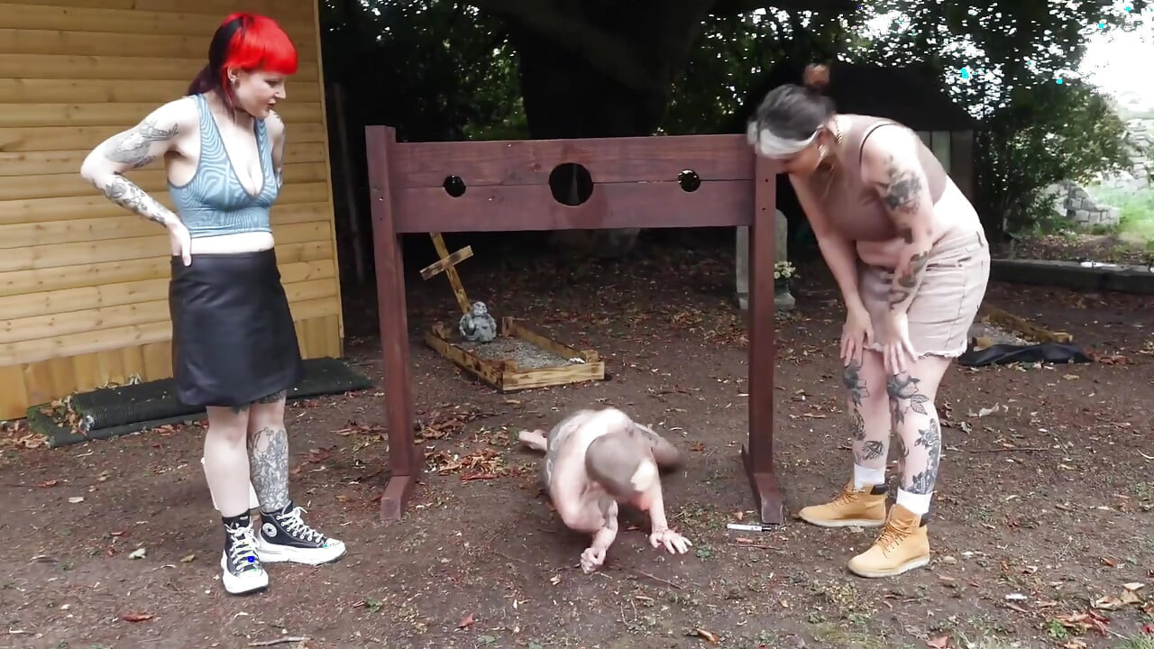 Naked Humiliation Girl Is Put in Stocks & Degraded