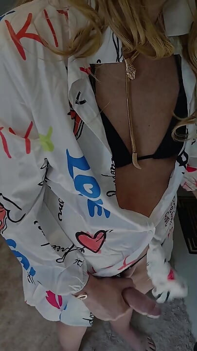Wearing a Little Dress, Jerking off and Cumming in My Shorts