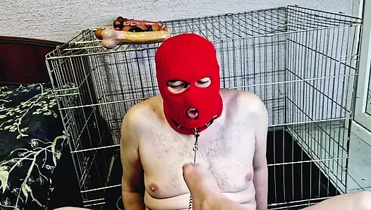 The worthless, tiny appendage between this slave's legs must suffer pain. Balls and cock kicking with feet.