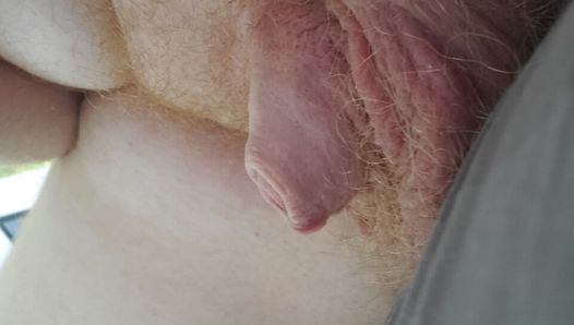 Chubby guy's little cock going from hard to soft