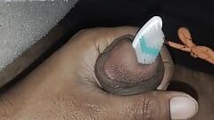 Tooth brush inserting in cock