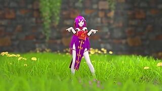 中国の女の子モデル22服を脱ぐダンス変態Mmd 3Dパープルヘアカラー編集Smixix