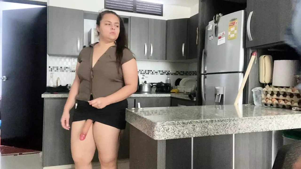 Your New Babysitters Fuck with Strap on in the Kitchen