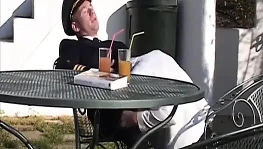 Randy pilot fondles sexy brunette in the cockpit