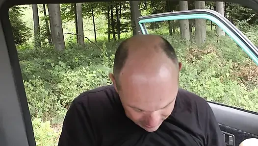 Hot Brunette Sucks BBC Outdoors and Blonde Gives Car Blowjob