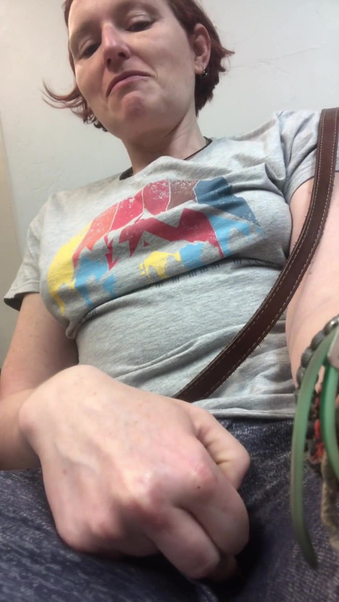 Horny mature slut HAD to finger herself whilst sat in the doctors surgery | Clip 1
