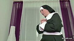 German MILF Nun Fuck With Stranger Old Man