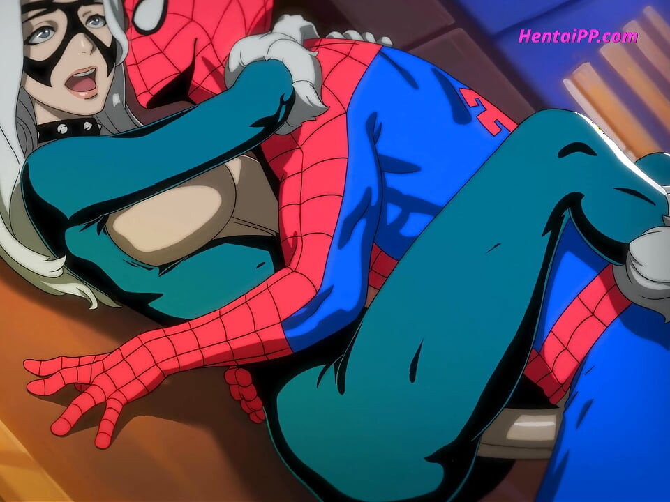 Black Cat Bends Over The Rooftop – Spider-Man Rams His Big Cock Inside Her Pussy