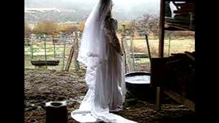 wet wedding gown