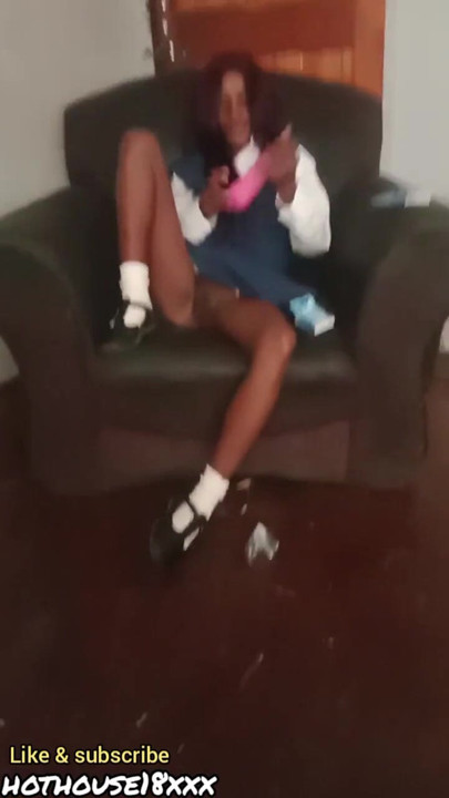 Hot 18 year old school girl plays with pink vibrator on launch chair | Clip 1