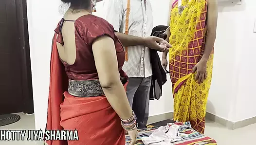 (Desi Tailor) Seduces Two Lady Customers in Shop and Fucking Anal Sex Hard Threesome