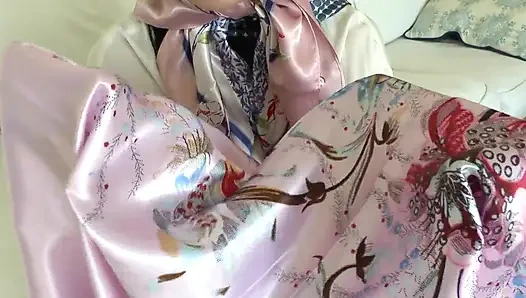 Satin Scarf Lover and Cumming on a Shiny Satin Scarf, Lady Victoria Valente