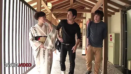 Aoi Mizuno's Wild Outdoor Threesome with Double Blowjob