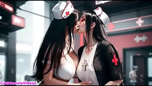 Demon queen ask for two girls kiss (Ai animation)