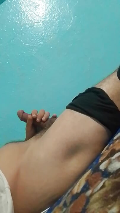 Masturbation with a thick, large-headed cock.