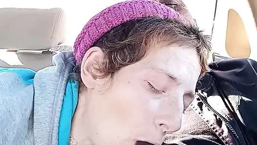 Dirty street whore is drinking my cum for breakfast. MILF