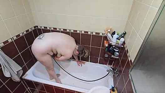 My Chubby Wife’s Shower Routine - Shaving & Feeling Fresh