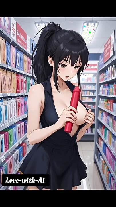 Hentai 2026! Femeie drăguță într-un magazin pentru adulți