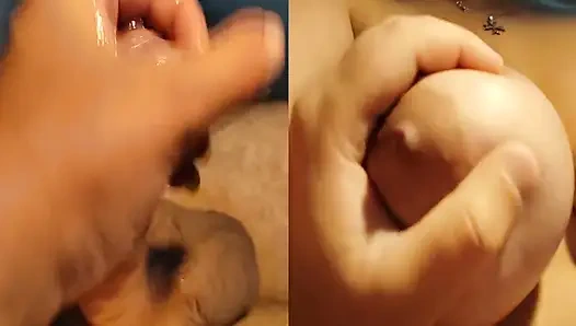 Yeni format yakın çekim videosu. Üvey kız kardeşim yağlanmış penisime mastürbasyon yaparken mükemmel doğal memelere dokunuyorum. Büyük boşalma.