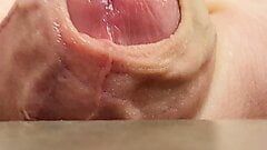 Close-up cumshot, ongesneden sappige pik