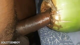 SoloTeenboy fucks a COCONUT HOLE this time