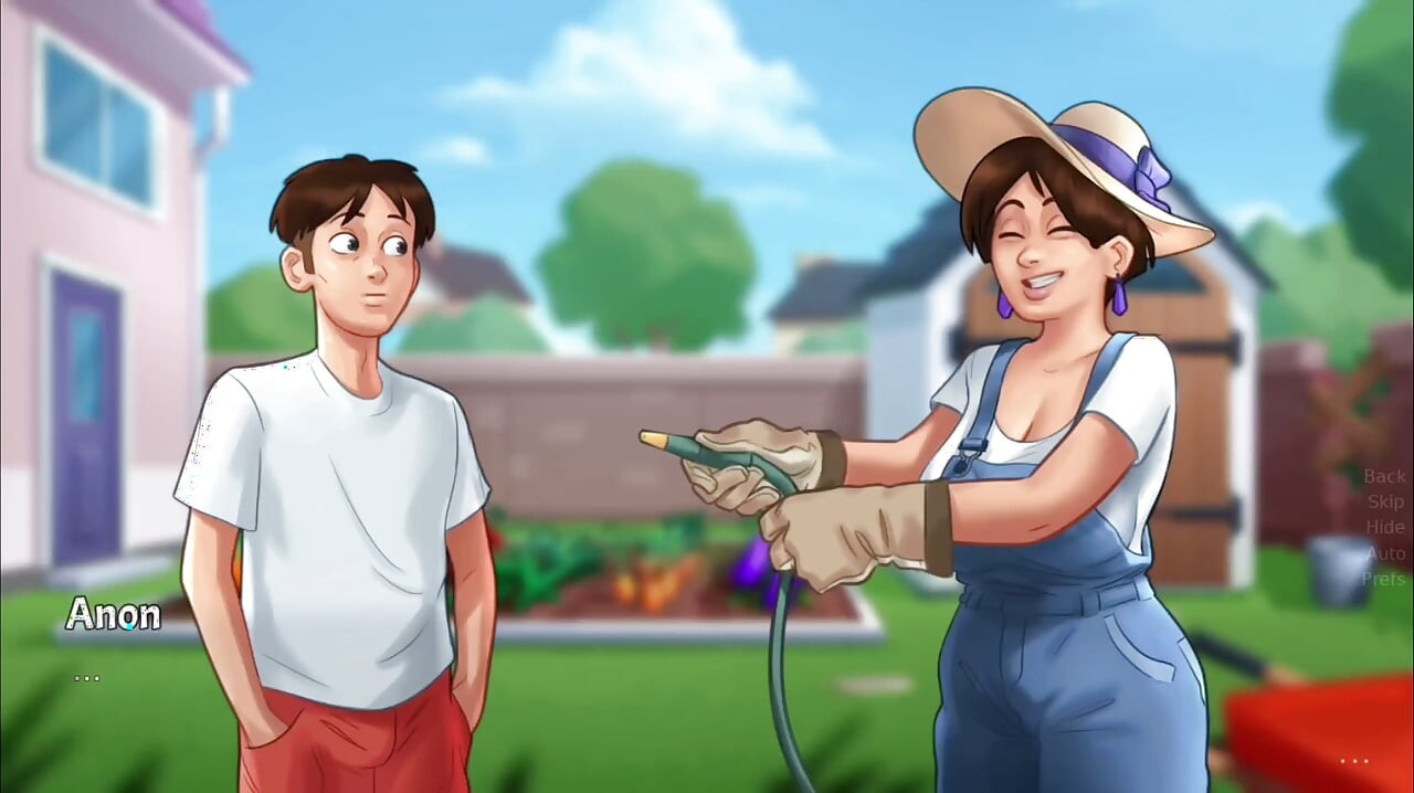 Monsterlul Anon en grote borsten Diane krijgt elkaar nat buitenshuis - zomerse saga-gameplay