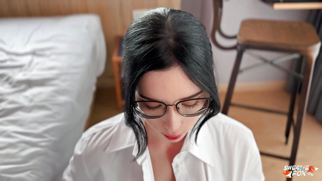 Horny Secretary Sucks and Fucks Boss's Dick till Cum in Mouth - Caught Masturbating at Workplace