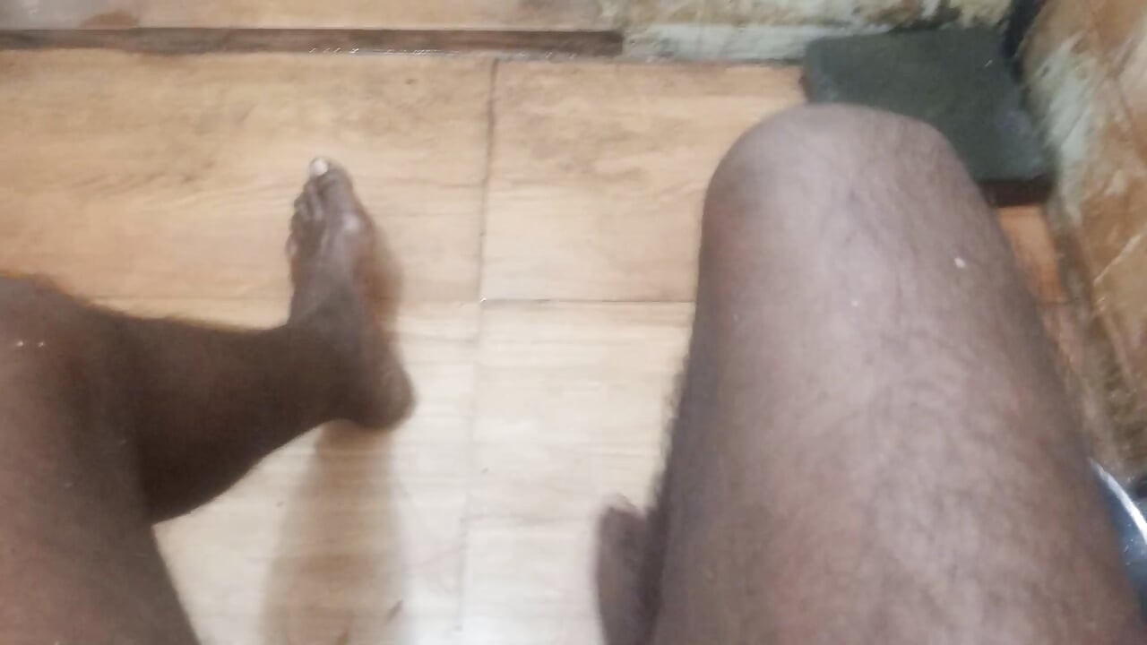 Black cock with oil masturbate
