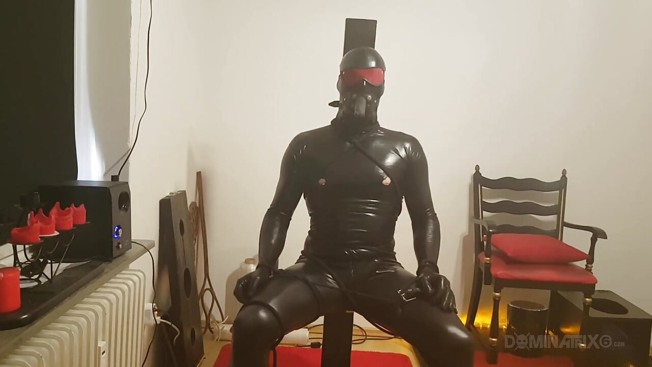 Golden Shower Fetish - Mature Domme Drenches Latex Slave