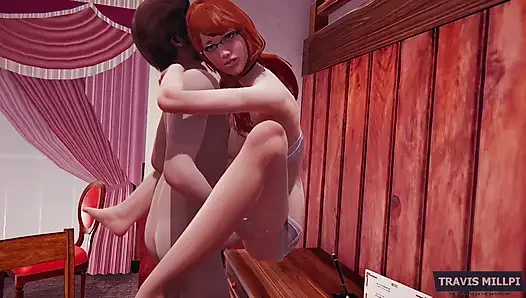 Step Mom Seduces Step Son Cleaning the Desk While He's Seeing Her Butt / Accidental Creampie MILF