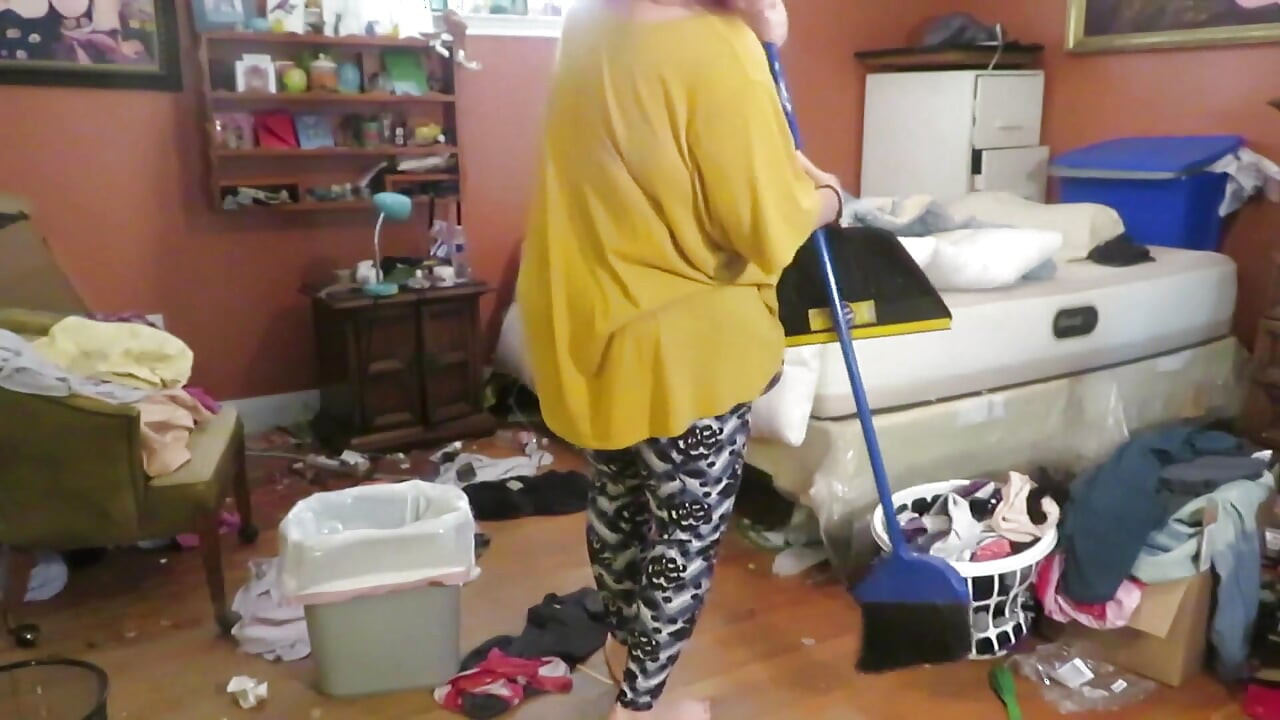 Clean up my room dressed then topless