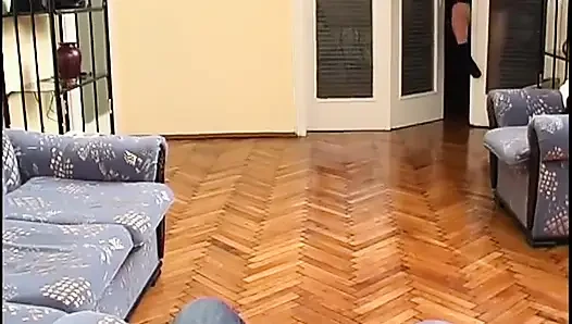 Teen Plays with Food While Guy Watches