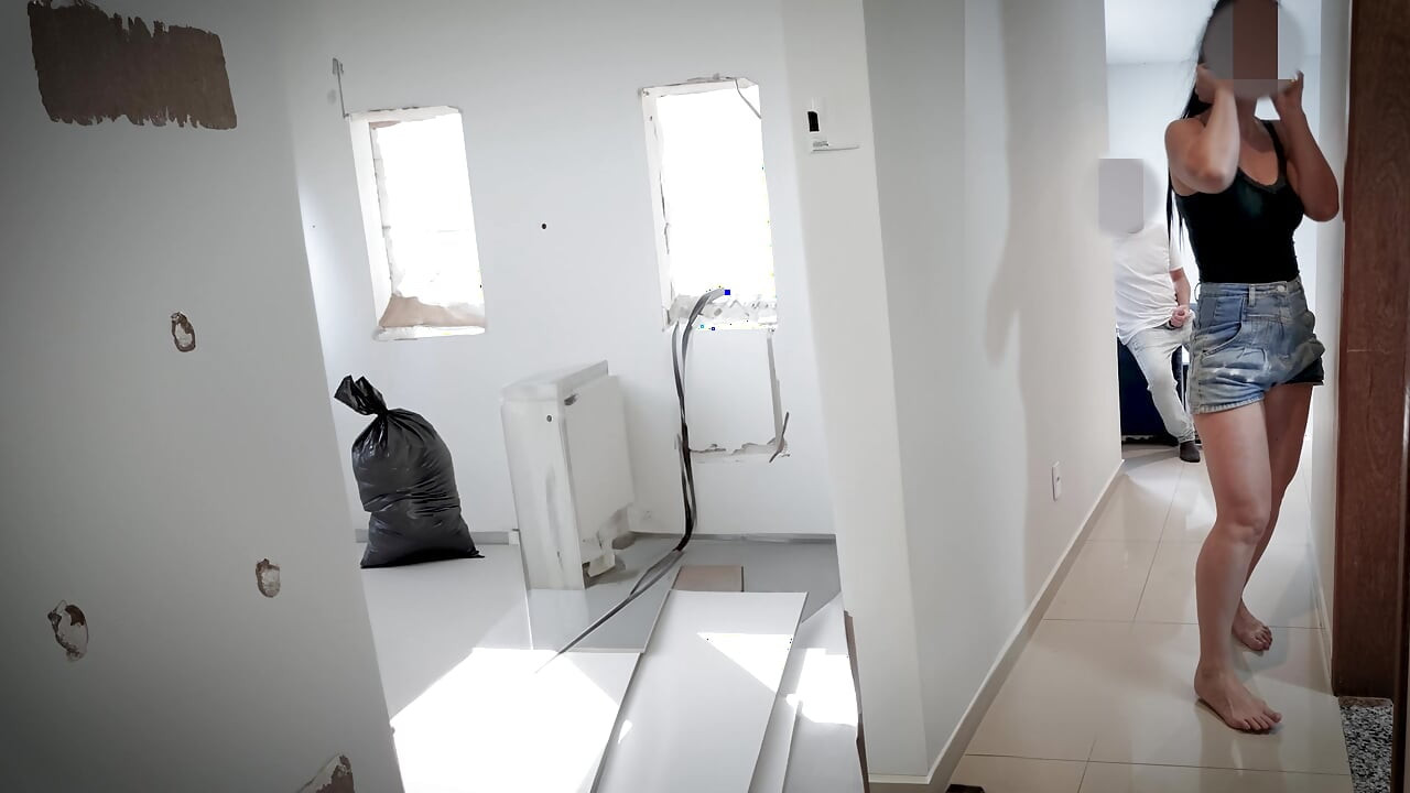 Naughty housewife fucks with the architect working at her house.