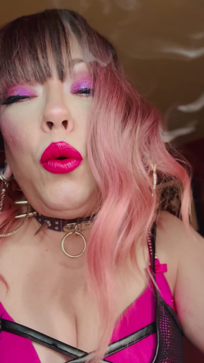 Miss Tina Snua Dressed In Pink Smokes A Richmond Superking Cigarette With Lots Of Dangling - OMI OME Snap Inhales… | Clip 1