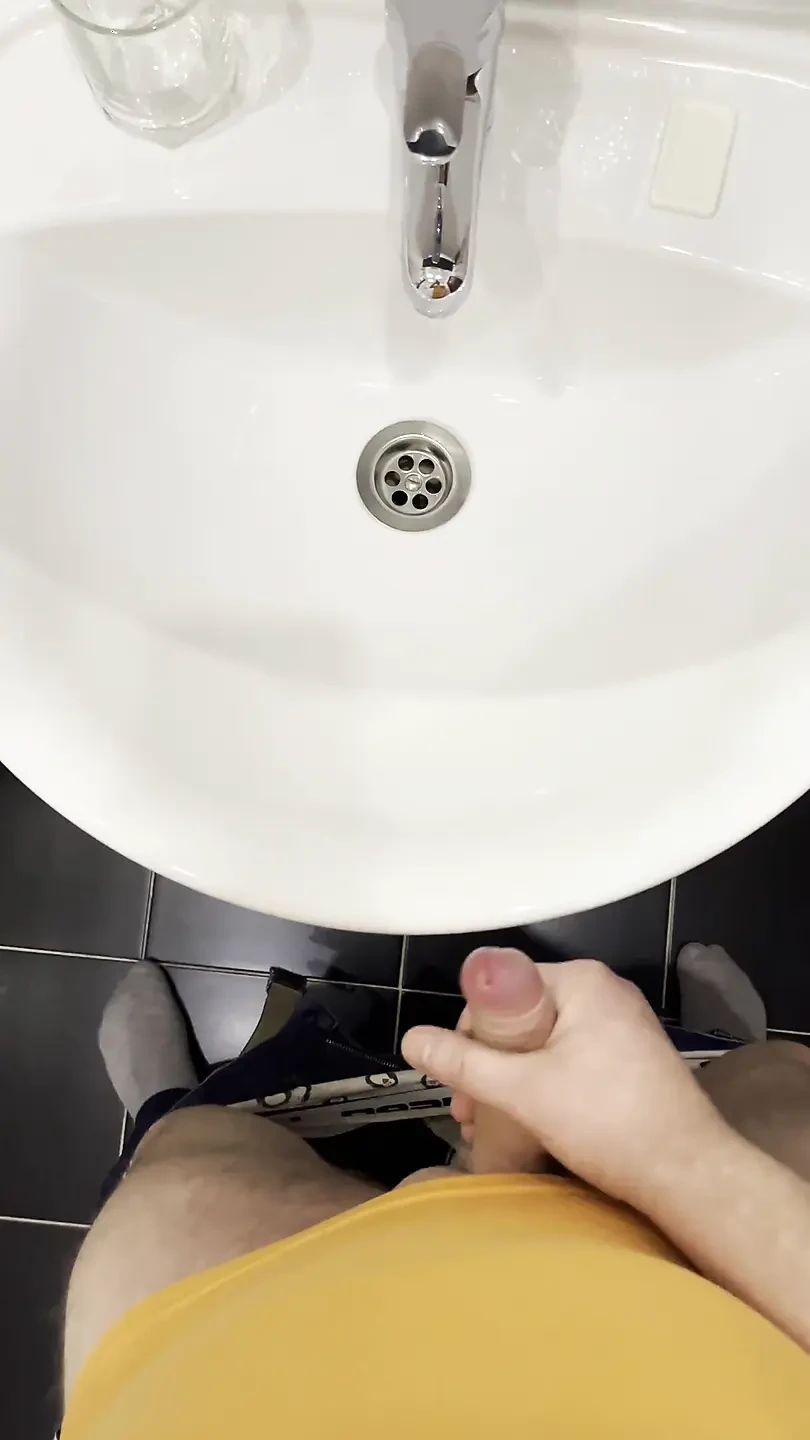 The Guy Masturbates in the Bathroom and, Filming Everything Close-up, and at the End.