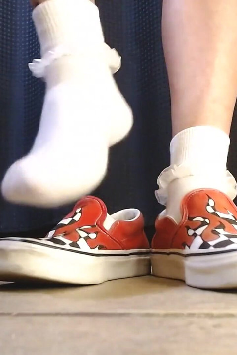 Ruffled White Socks Vans Flame Sneakers Shoeplay