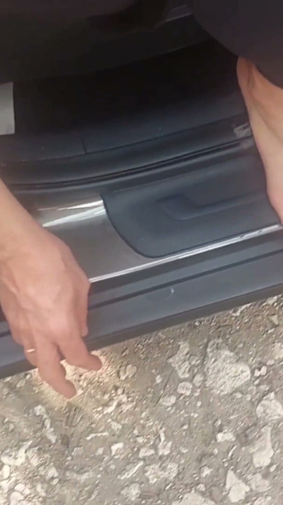 Selena's car blowjob swallow and footjob after | Clip 1
