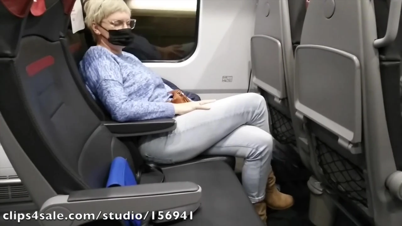 Crossed legs orgasm on a train
