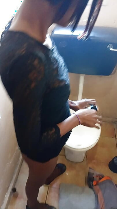 Black Slut Doggystyle and Blowjob White Man in Black Sexy Dress