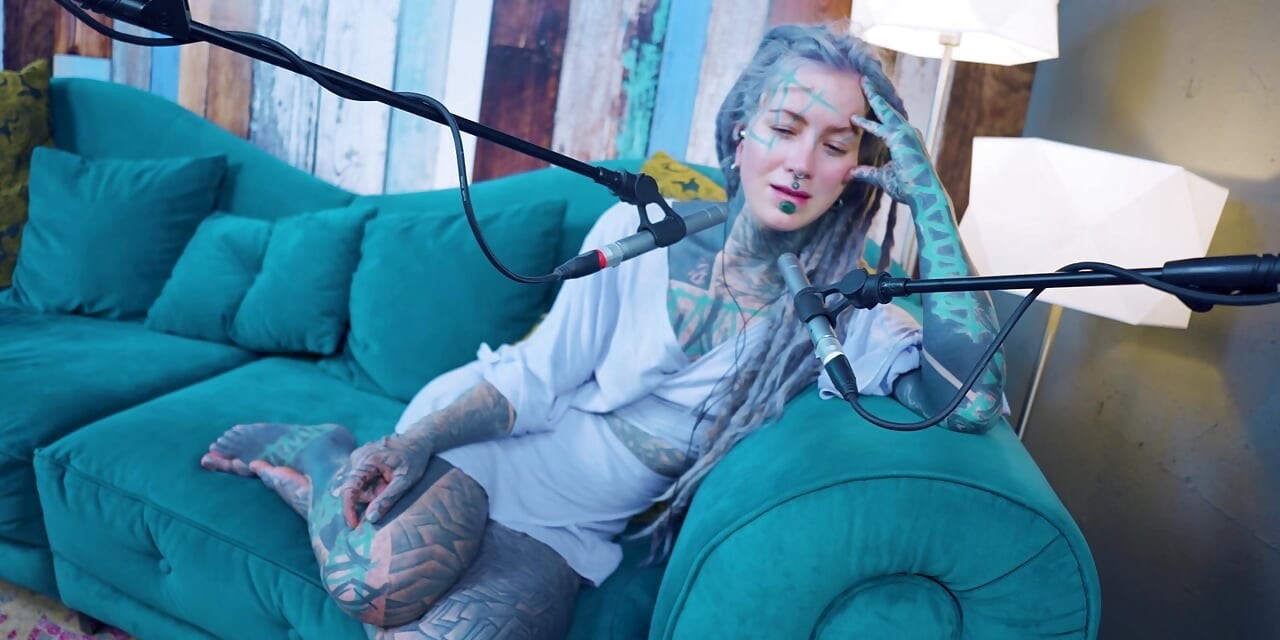 I talk about O - Overcome - ASMR podcast SFW talking goth skinny girl dreadlocks tattoo model inked girl